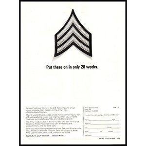 1970 US Army Recruiter Recruiting Vintage Print Ad Sergeants Stripes Wall Art